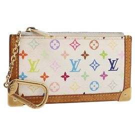 LOUIS VUITTON Monogram Multicolor Pochette Cles Monedero Blanco M92655 Auth 180390 Blanco