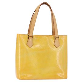 LOUIS VUITTON Sac à main Monogram Vernis Houston Gris M91053 LV Auth BA12703 Gris