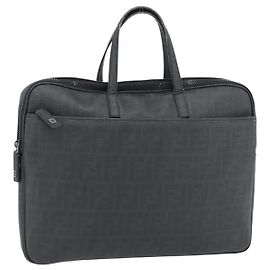 FENDI Zucca Canvas Handtasche PVC Schwarz Silber Authentisch 181259 Schwarz Silber