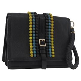 Clutch BURBERRY in pelle nera e oro Auth bs35150 Nero D'oro