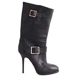 Jimmy Choo Black Leather Boots Size 37 Black