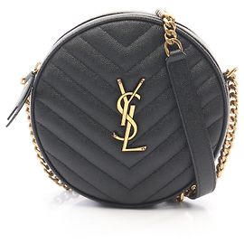 Borsa a tracolla Yves Saint Laurent in vinile con monogramma Nero