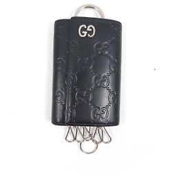Porte-clés Gucci GG Monogram en cuir Noir