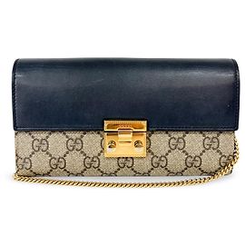 Gucci GG Padlock Shoulder Bag GG Embossed Leather Small Navy blue