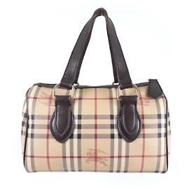 Burberry Borsa Boston Haymarket Check Rosso Beige