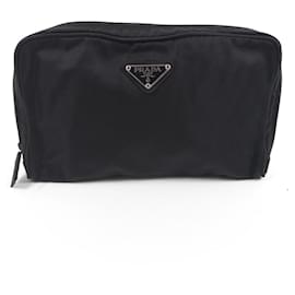 Prada Black Nylon Cosmetic Pouch Black