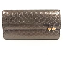 Gucci GG Supreme Patent Leather Continental Wallet Brown