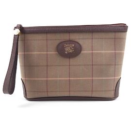 Burberry Nova Check Leather Trim Pouch Brown