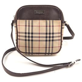 Burberry Haymarket Check Bolsa Transversal Pequena Marrom Bege