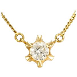 Autre Marque 18K Gelbgoldhalskette mit Diamant Golden