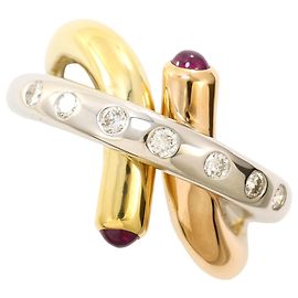 Autre Marque PT900 Platin- und 18K Goldring mit Rubin und Diamant Golden Andere