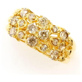 Autre Marque 18K Yellow Gold Band Ring with Brown Diamond Brown Golden