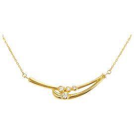 Autre Marque 18K Gelbgoldhalskette mit Diamant Golden