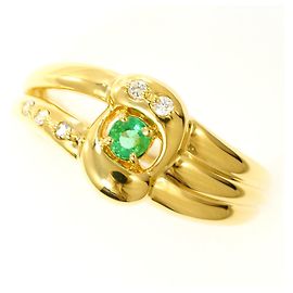 Autre Marque 18K Gelbgold-Ring mit Smaragd und Diamant Golden