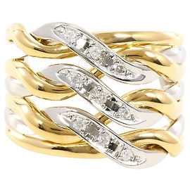 Autre Marque 18K Gelbgold- und Platinring mit Diamant Golden Andere