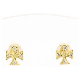Autre Marque 18K Yellow Gold Diamond Stud Earrings Golden
