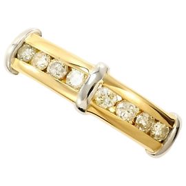 Autre Marque 18K Gelbgold- und Platin-Ring mit Diamant Golden Andere