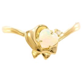 Autre Marque 18K Gelbgold-Ring mit Opal und Diamant Golden