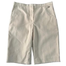 Chanel Off-white Cotton Bermuda Shorts Eggshell