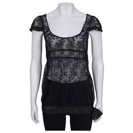 Chanel Elegant Black Lace Top with Bow - Size S / FR36 Pre-owned Other