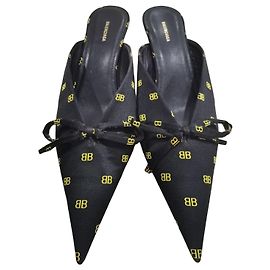 Mules Balenciaga BB Monogram Knife Flat Nero Giallo