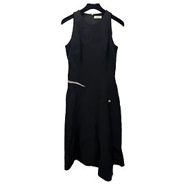 Thierry Mugler Mugler Asymmetrical Button Detail Dress in Black Black