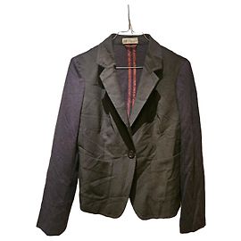 Blumarine Black Tailored Blazer Black Red Dark blue