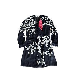 Diane Von Furstenberg Seidenkleid mit geometrischem Muster Schwarz Weiß Rot