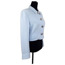 Versus Versace 1990s Cropped Blue Checkered Jacket Blue