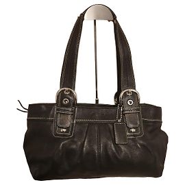 Coach Bolsa Shopper de Couro Preto Preto