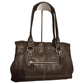 Coach Brown Pebbled Leather Handbag Brown
