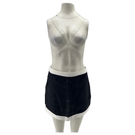 Reformation Jupe noire et blanche en lin Noir