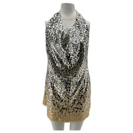 Zara sequin dress silver polyester size M Silvery