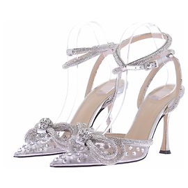 Mach & Mach Sandali con strass e fiocco Argento