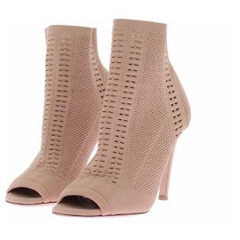 Gianvito Rossi Botas abiertas en malla elástica Beige