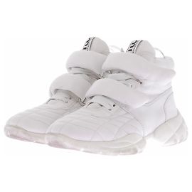 Baskets Miu Miu en cuir blanc à semelle épaisse Blanc