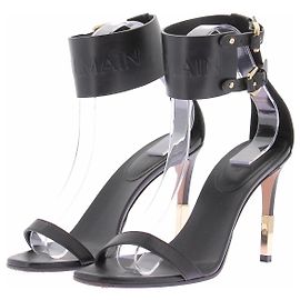 Balmain Black leather sandals Black