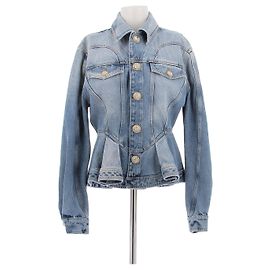 Balmain Giacca in denim chiaro con bottoni dorati Blu