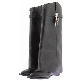 Botas de cano alto Givenchy Shark em couro preto Preto