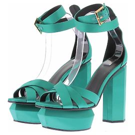 Balmain Green satin heeled sandals Blue