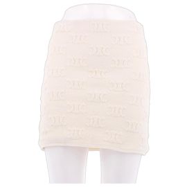 Céline Mini jupe blanche texturée Beige