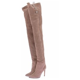 Balmain Suede over-the-knee boots Beige