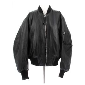 Attico Black leather bombers Black