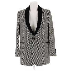 Céline Blazer bicolore en laine Black