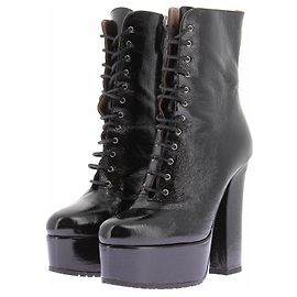 Alaïa Schwarze Lacklederstiefel Schwarz