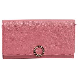 Bulgari Cartera larga de cuero rosa Rosa