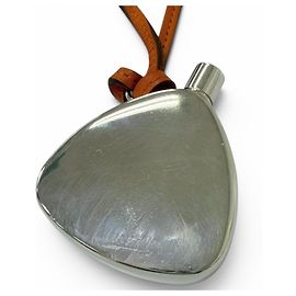Hermès Hermes SV925 Leather Strap Perfume Bottle Atomizer Necklace Silvery Orange