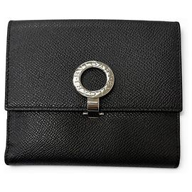 Bulgari Carteira compacta Bvlgari em couro com clipe de logotipo Preto Prata