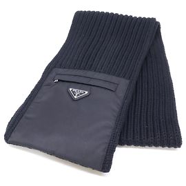 Prada Re-Nylon Gabardine Wool Stole Black