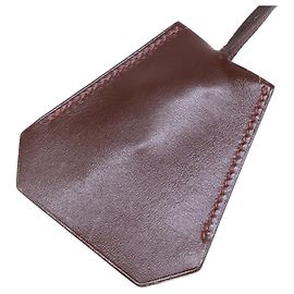 Hermès HERMES Hermes □C stamp Clochette Leather Long Necklace Brown
